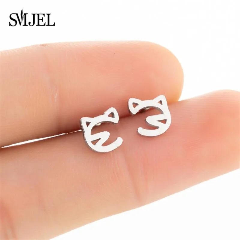Small Black Stainless Steel Charm Studs