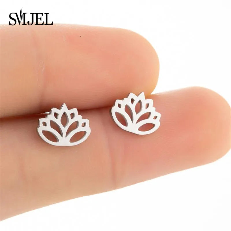 Small Black Stainless Steel Charm Studs