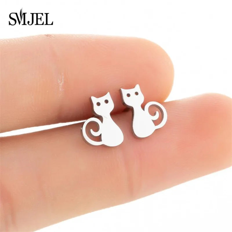 Small Black Stainless Steel Charm Studs