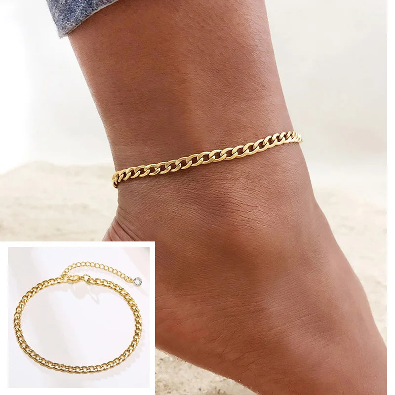 Layered Cuban Curb Chain Anklet