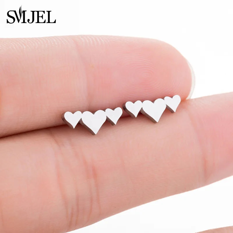 Small Black Stainless Steel Charm Studs