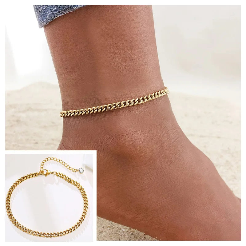 Layered Cuban Curb Chain Anklet