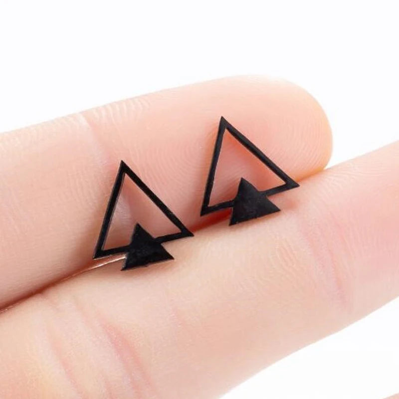 Small Black Stainless Steel Charm Studs