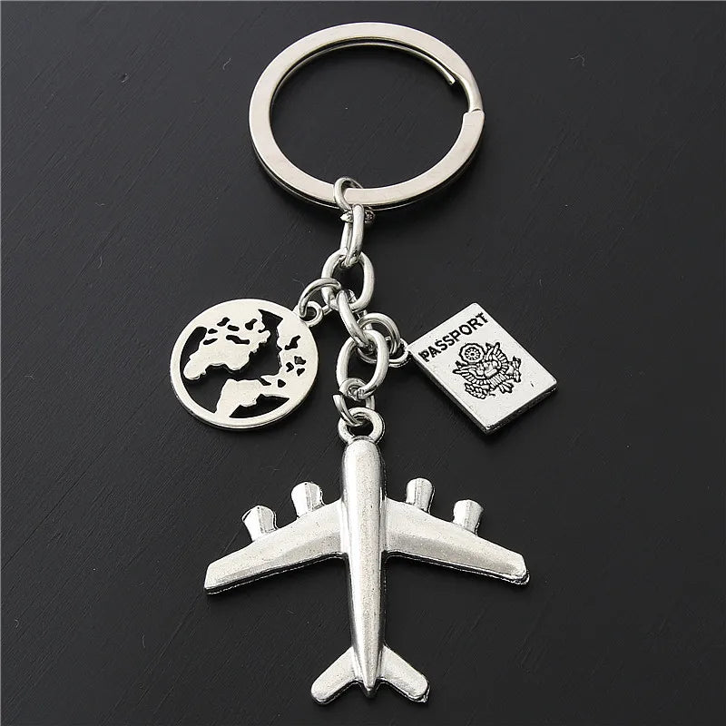 World Map Airplane Keychain