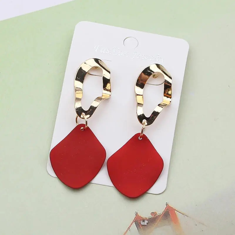 White Geometric Long Statement Earrings