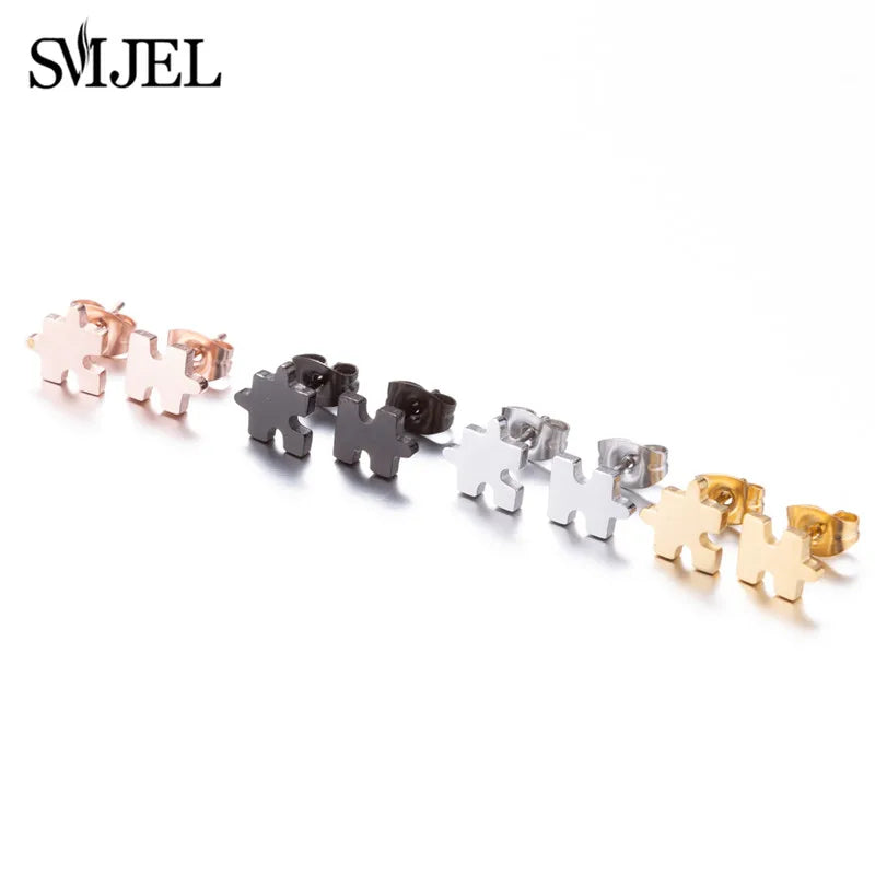 Small Black Stainless Steel Charm Studs