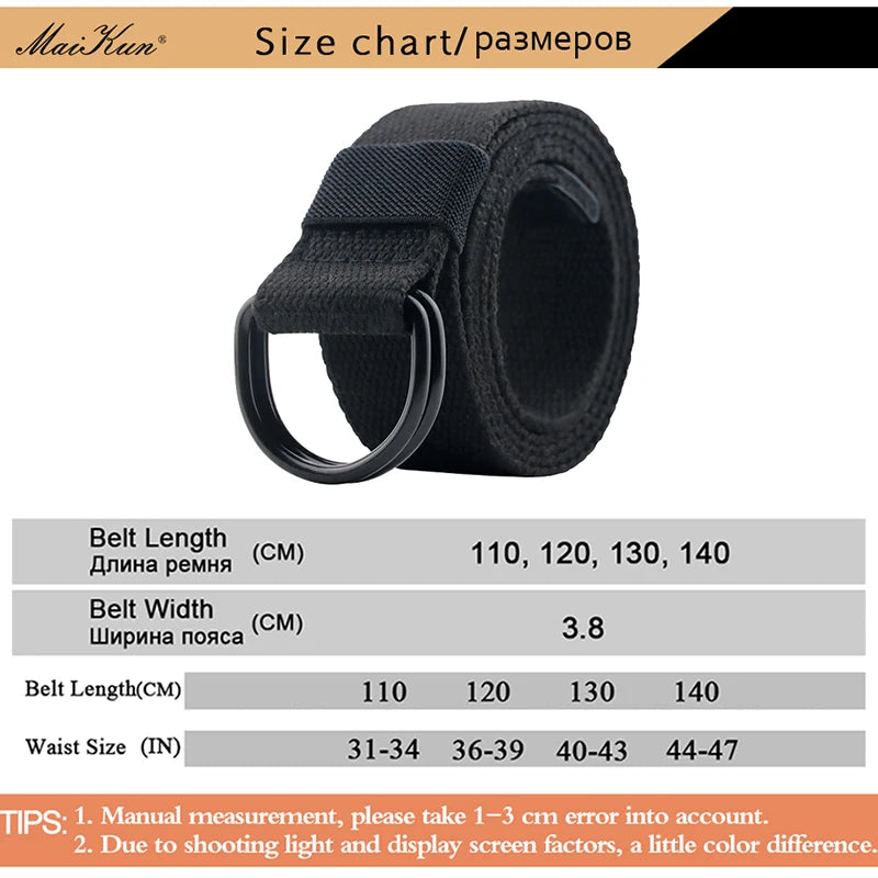 Canvas Belt with Double D-Ring Buckle