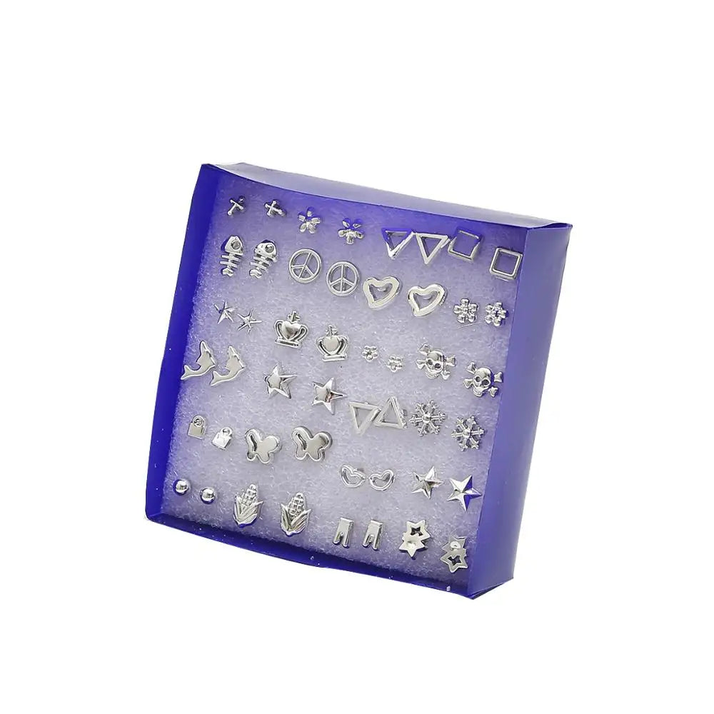 Mixed Crystal Stud Earrings Set