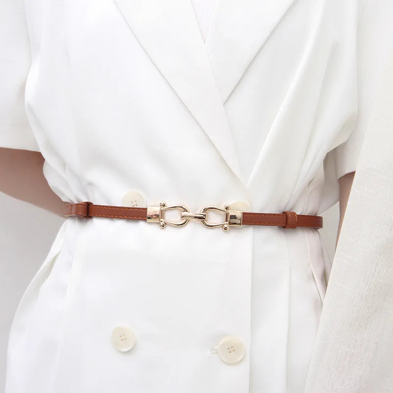 Women's Thin Belt with Metal Hook Buckle