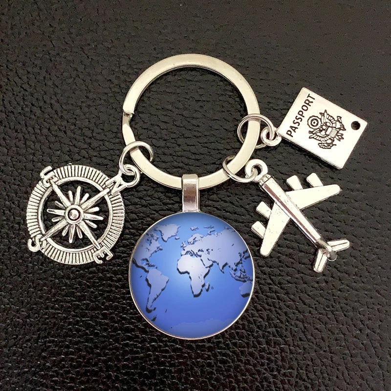 Globe Compass Keychain