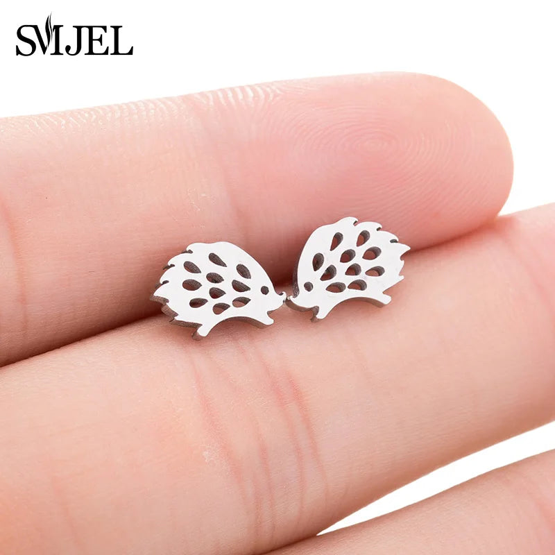 Small Black Stainless Steel Charm Studs