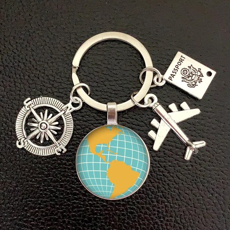 Globe Compass Keychain