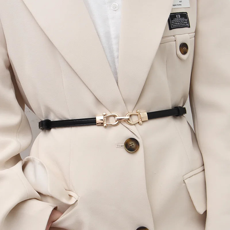 Women's Thin Belt with Metal Hook Buckle