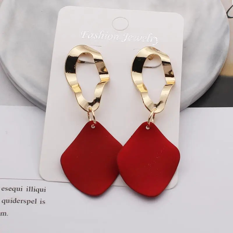 White Geometric Long Statement Earrings