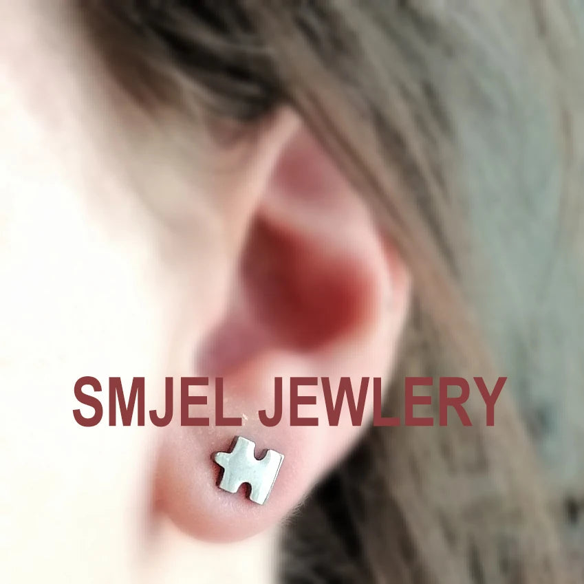 Small Black Stainless Steel Charm Studs