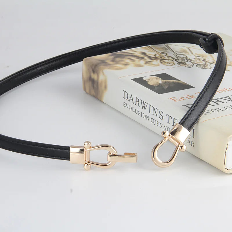 Women's Thin Belt with Metal Hook Buckle
