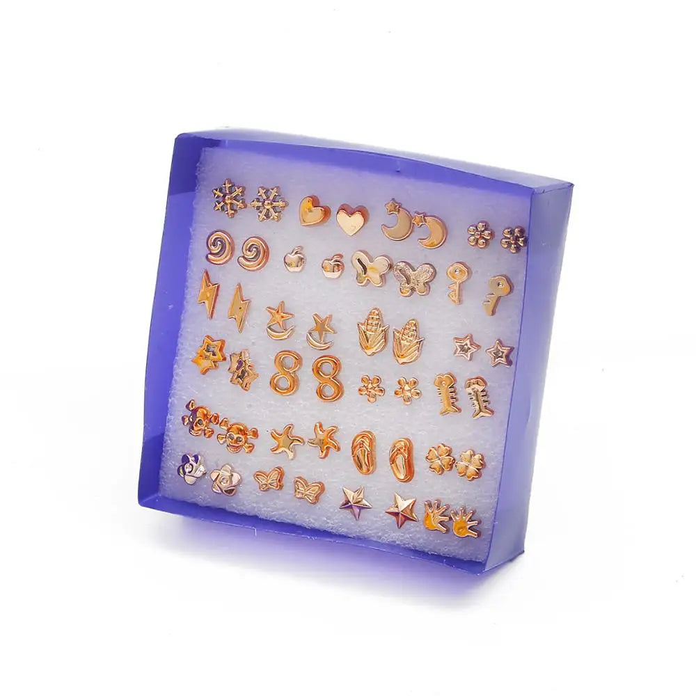 Mixed Crystal Stud Earrings Set