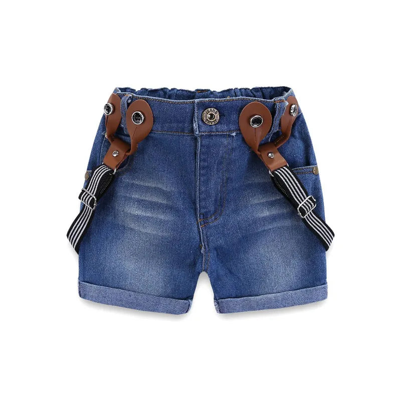 Boys Shirt & Suspender Shorts Set