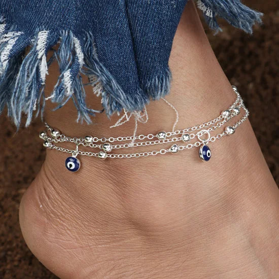 Evil Eye Tassel Anklet