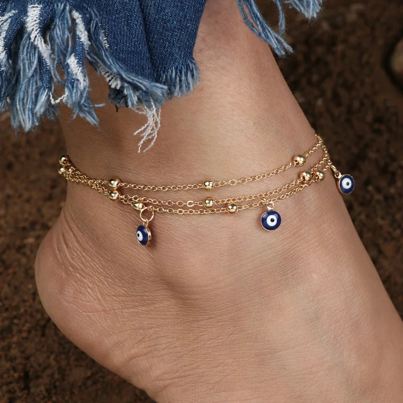 Evil Eye Tassel Anklet
