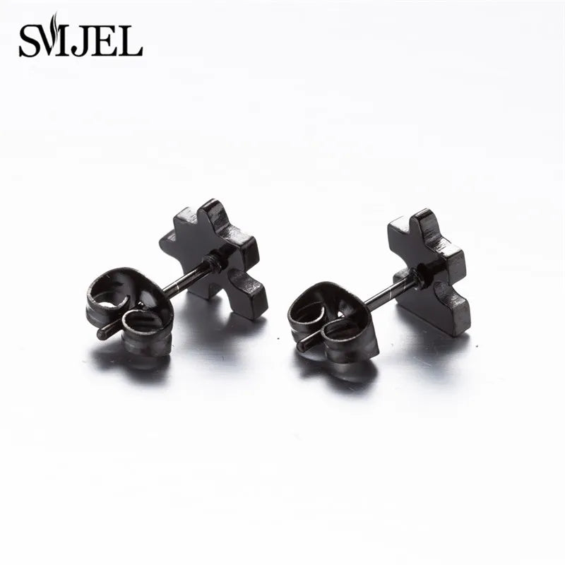 Small Black Stainless Steel Charm Studs
