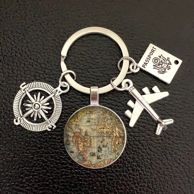 Globe Compass Keychain
