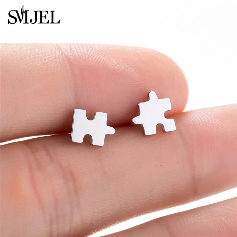 Small Black Stainless Steel Charm Studs