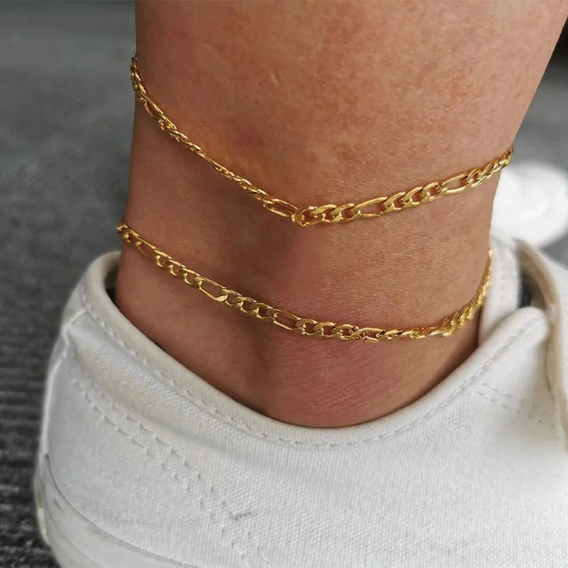 Layered Cuban Curb Chain Anklet
