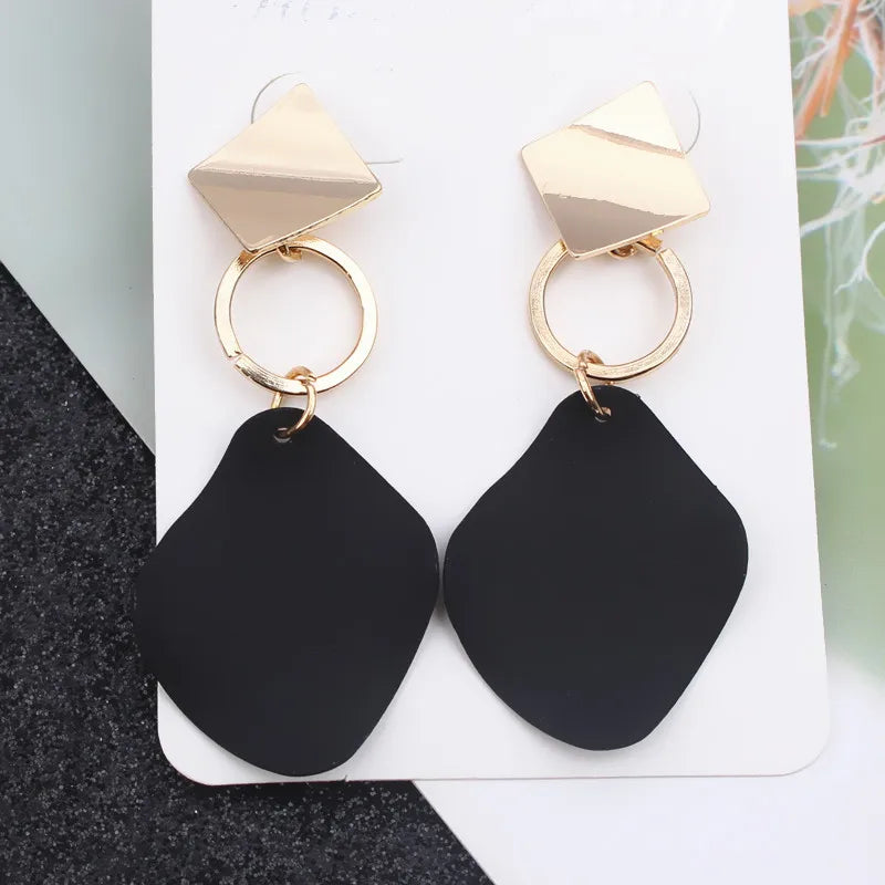White Geometric Long Statement Earrings
