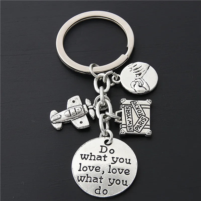World Map Airplane Keychain