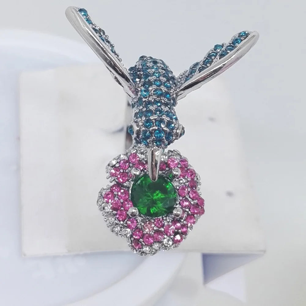 Crystal Bird & Flower Ring