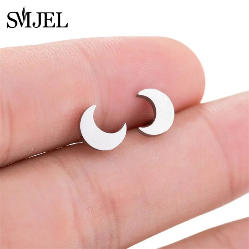 Small Black Stainless Steel Charm Studs