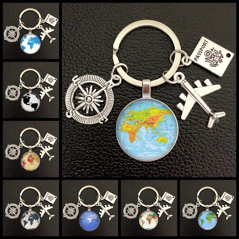 Globe Compass Keychain