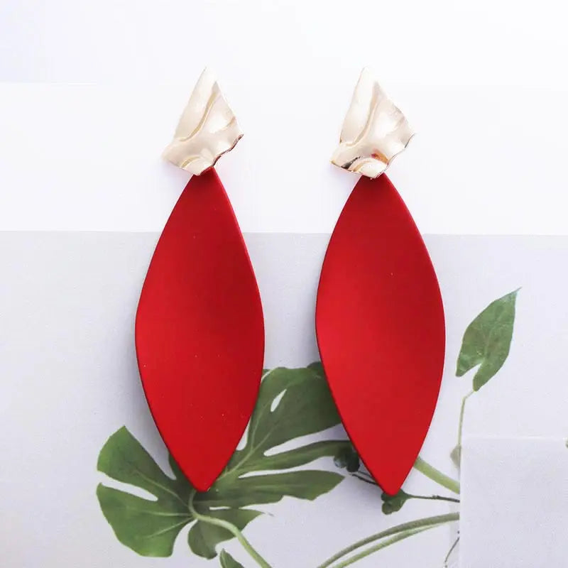 White Geometric Long Statement Earrings