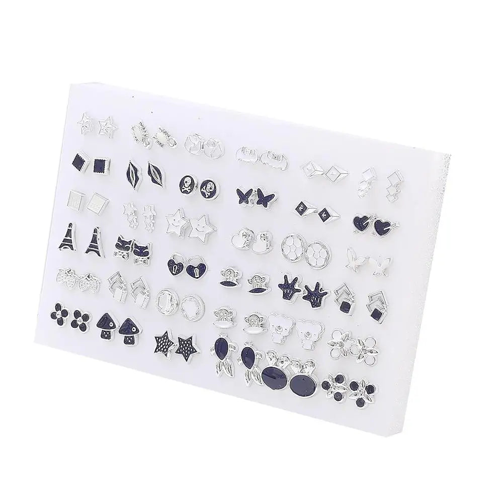 Mixed Crystal Stud Earrings Set