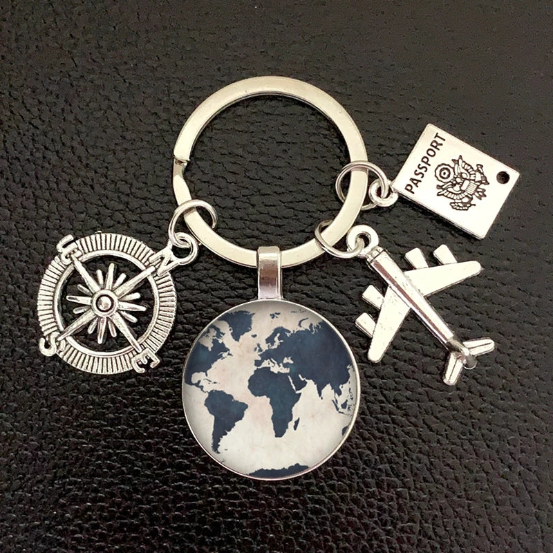 Globe Compass Keychain