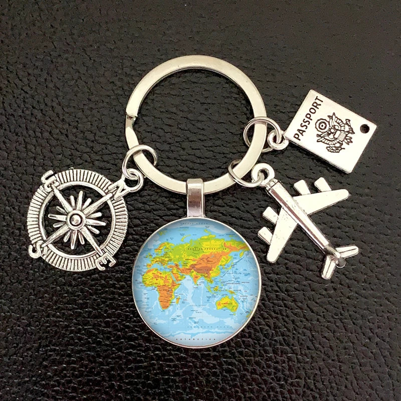 Globe Compass Keychain