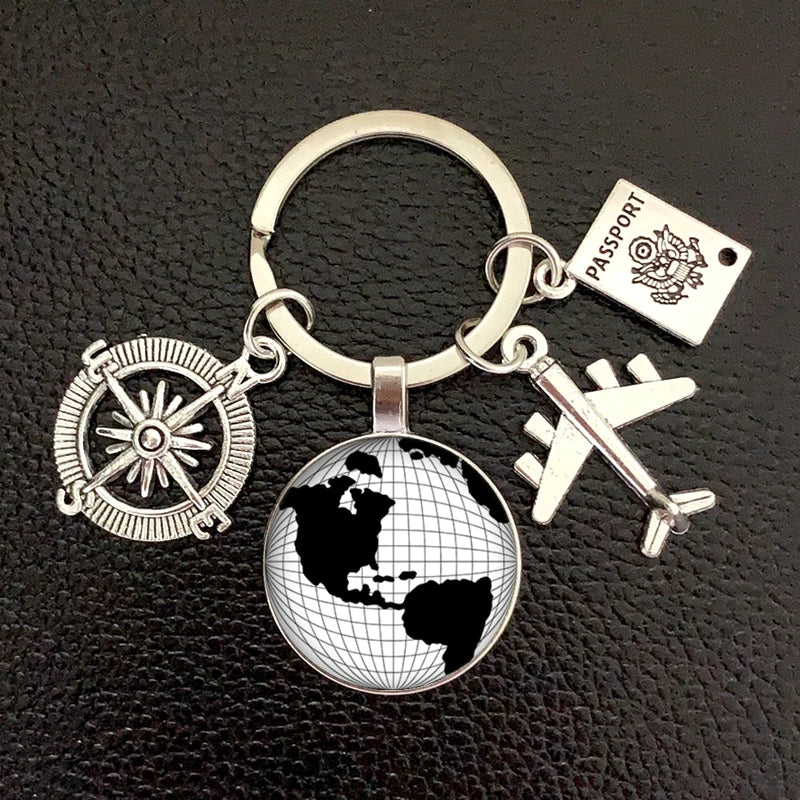 Globe Compass Keychain
