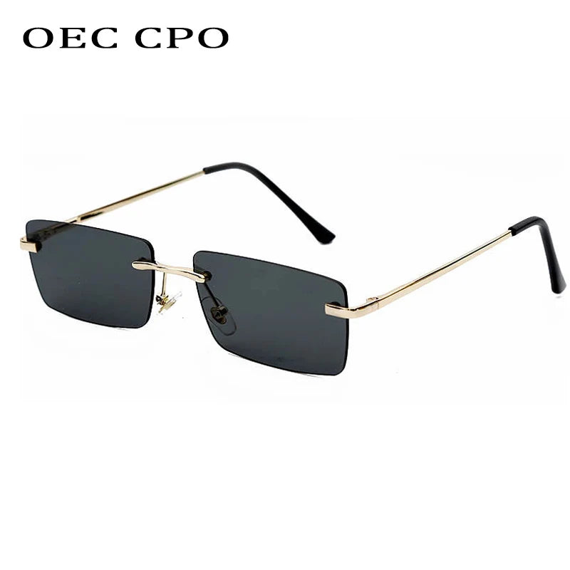 Small Rimless Rectangle Sunglasses