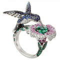 Crystal Bird & Flower Ring