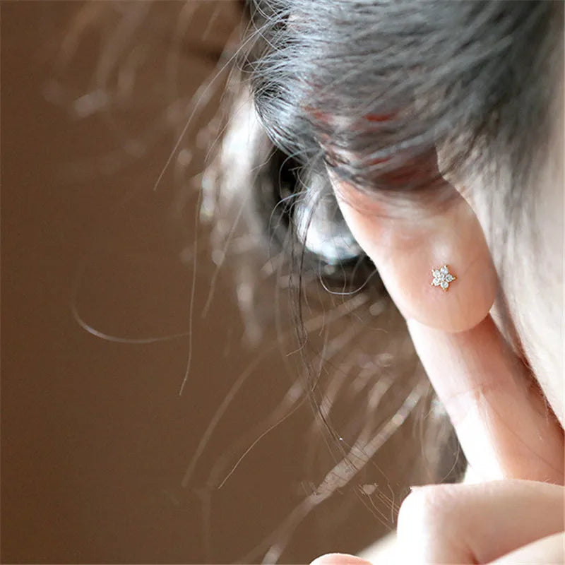 14K Gold Plated Crystal Star Earrings