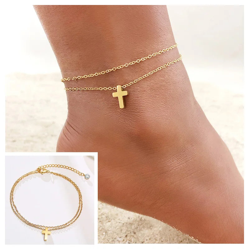 Layered Cuban Curb Chain Anklet