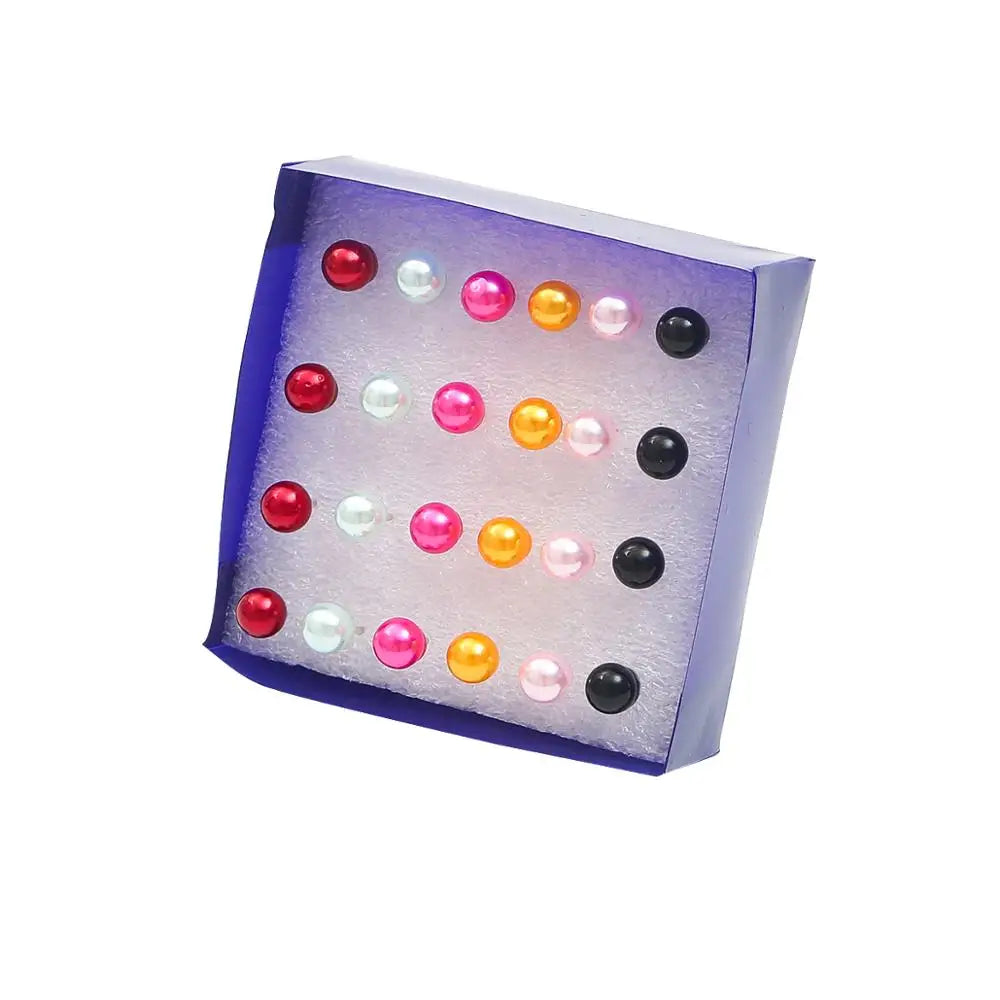 Mixed Crystal Stud Earrings Set