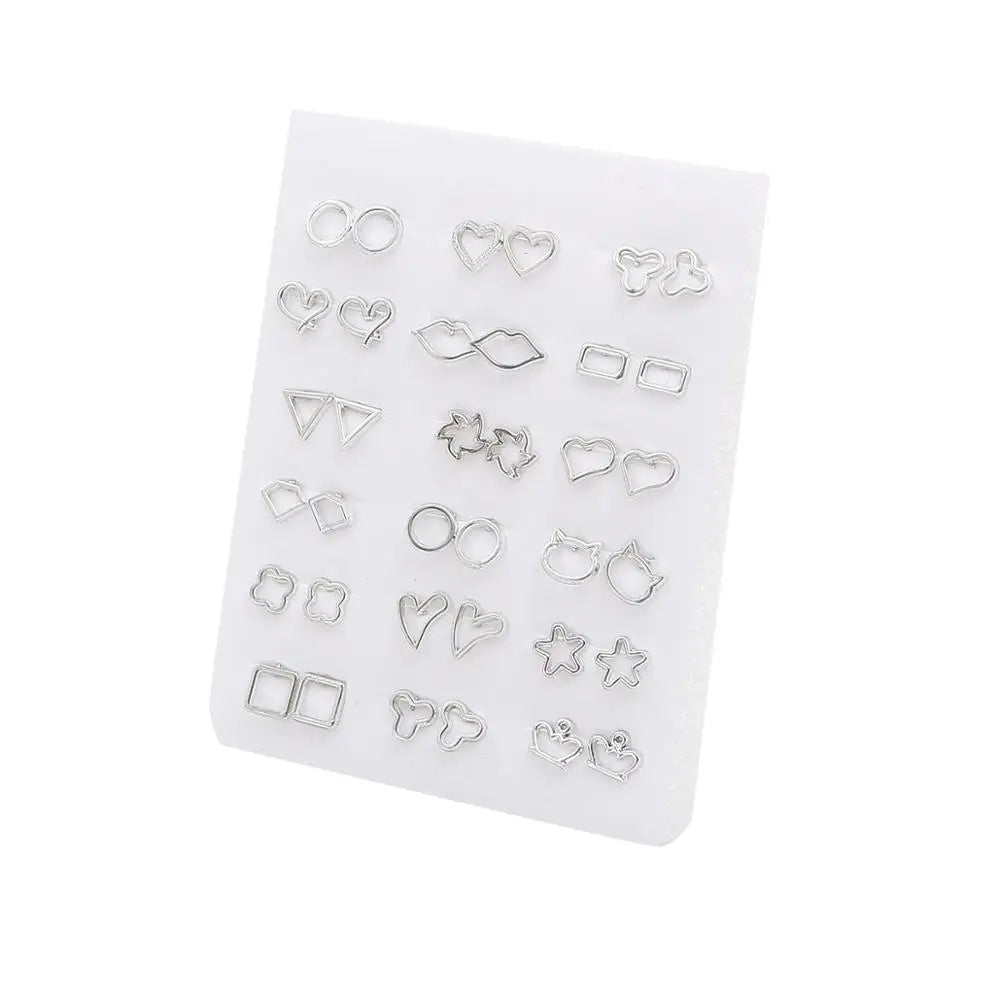 Mixed Crystal Stud Earrings Set