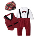 Baby Boy Formal Romper, Vest & Hat Set