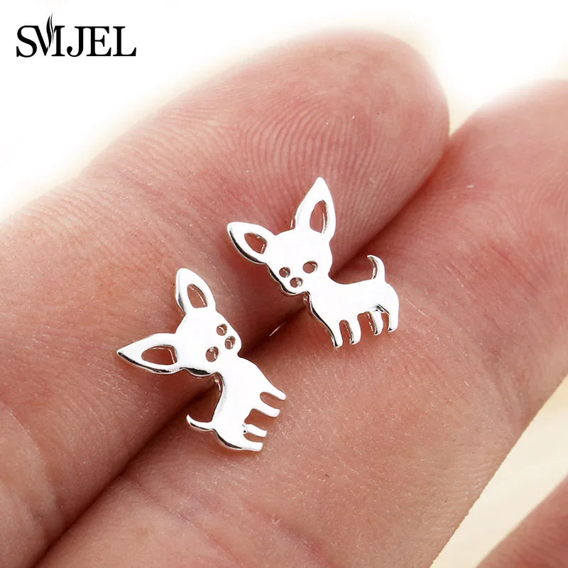 Small Black Stainless Steel Charm Studs