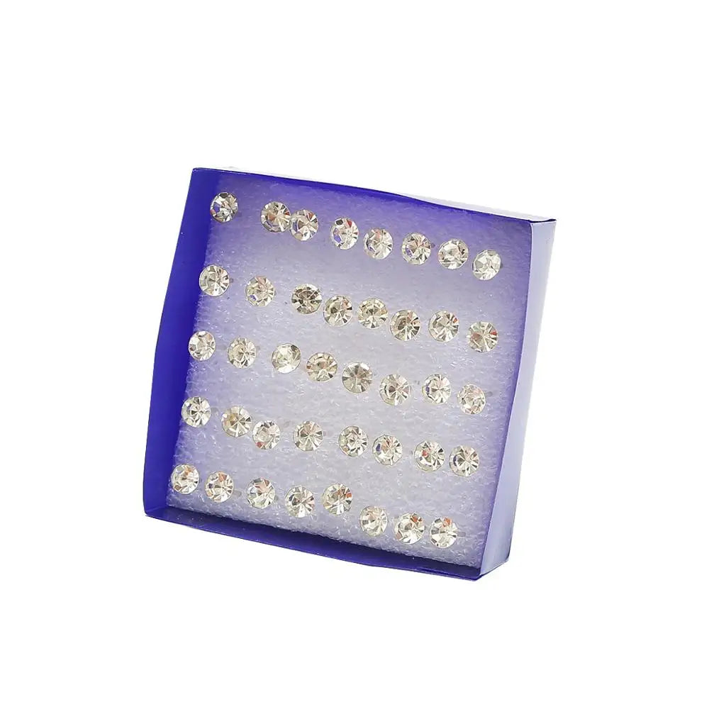 Mixed Crystal Stud Earrings Set