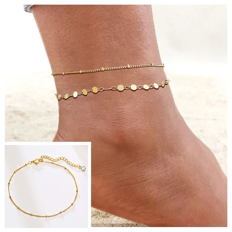 Layered Cuban Curb Chain Anklet