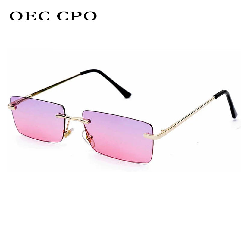 Small Rimless Rectangle Sunglasses