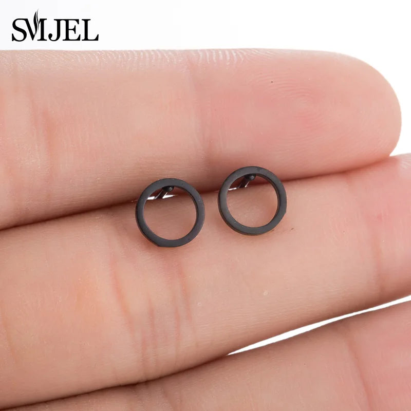 Small Black Stainless Steel Charm Studs